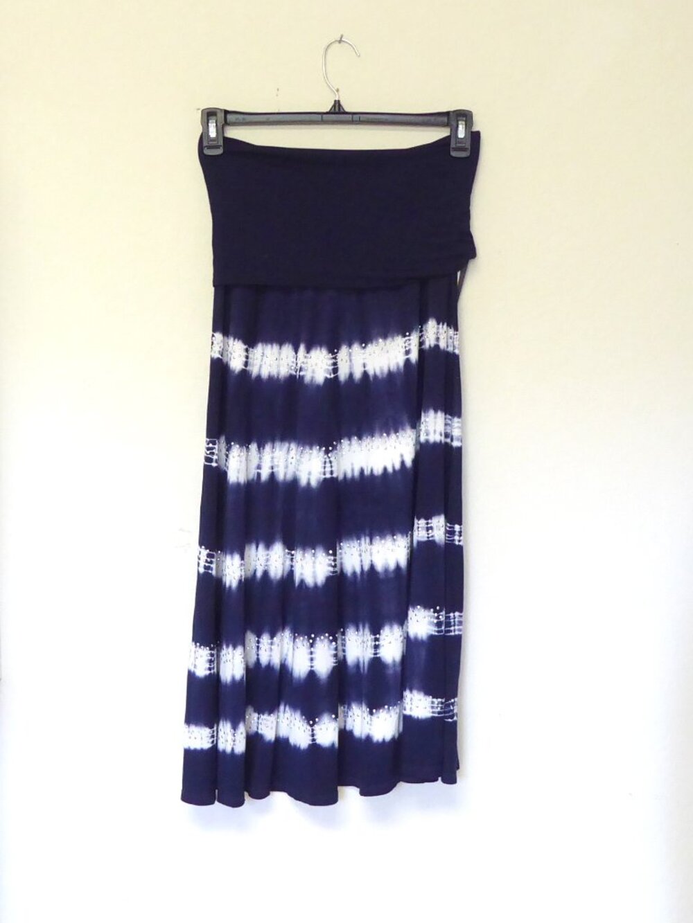 New with tags INC navy blue tie dye rhinestone convertible skirt dress size M